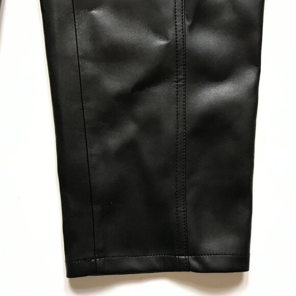 Rebecca Minkoff June Faux Leather Pants Womens 8 Black Straight Leg Cropped Crop - Picture 10 of 13